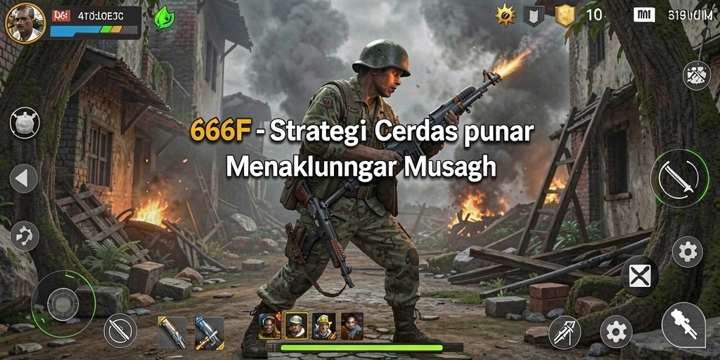 Tampilan permainan strategis mendebarkan di 666F.