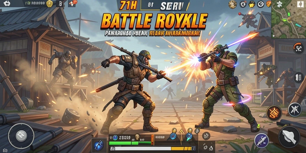 Tampilan gameplay seru dalam 71H Battle Royale.