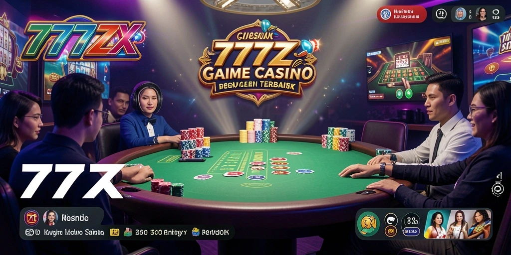 Tangkapan layar 777ZX menampilkan dealer profesional dan suasana permainan Live Casino.