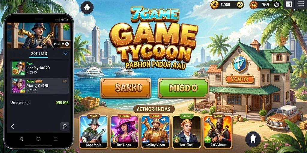 Screenshot gameplay 7GAME menampilkan dinamika bisnis Tycoon yang menarik.
