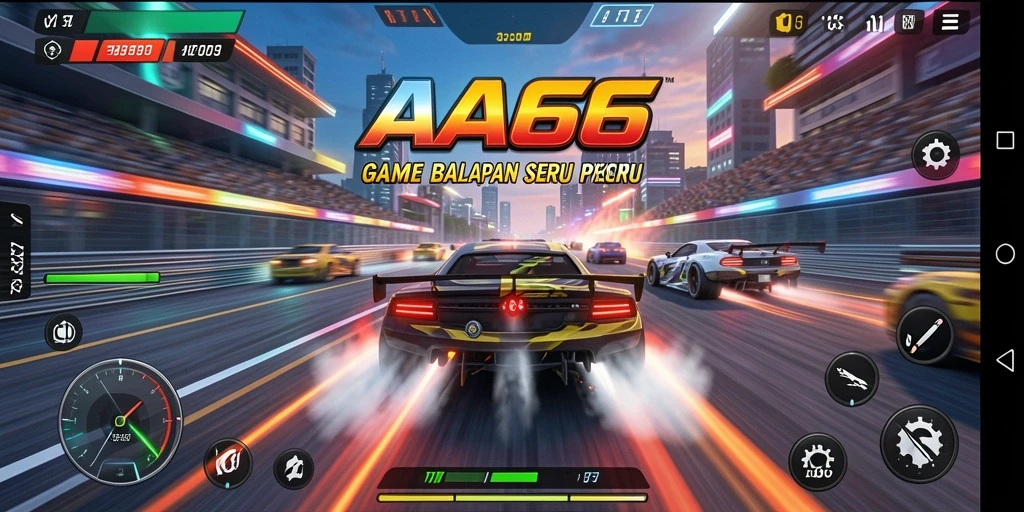 Tampilan grafis menawan dari gameplay balapan di AA666.