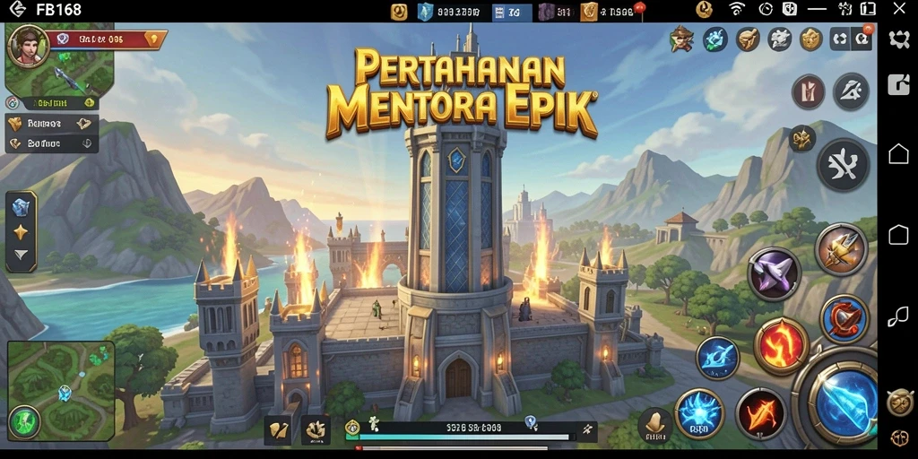 Tangkapan layar memperlihatkan pertempuran menara pertahanan yang mendebarkan.