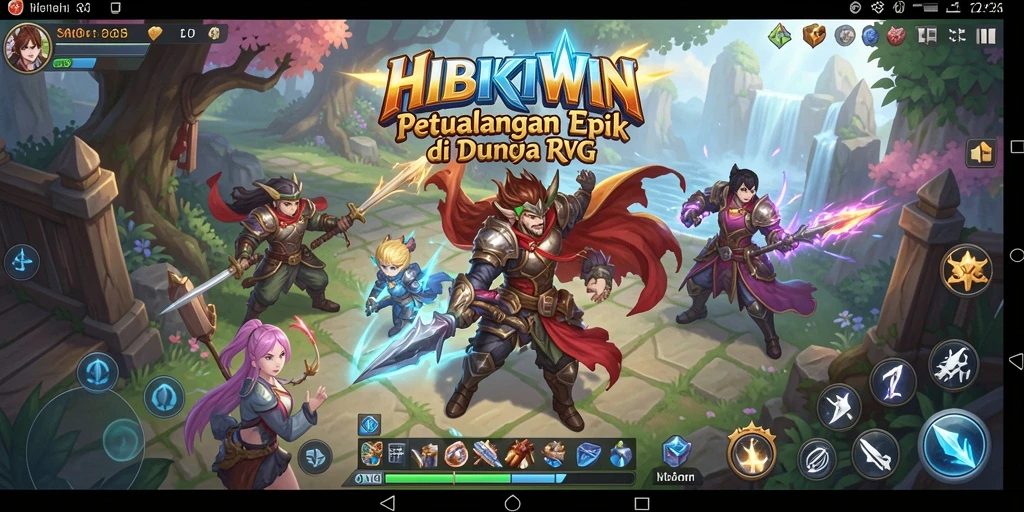 Tampilan gameplay HIBIKIWIN dengan pertarungan RPG yang mendebarkan.