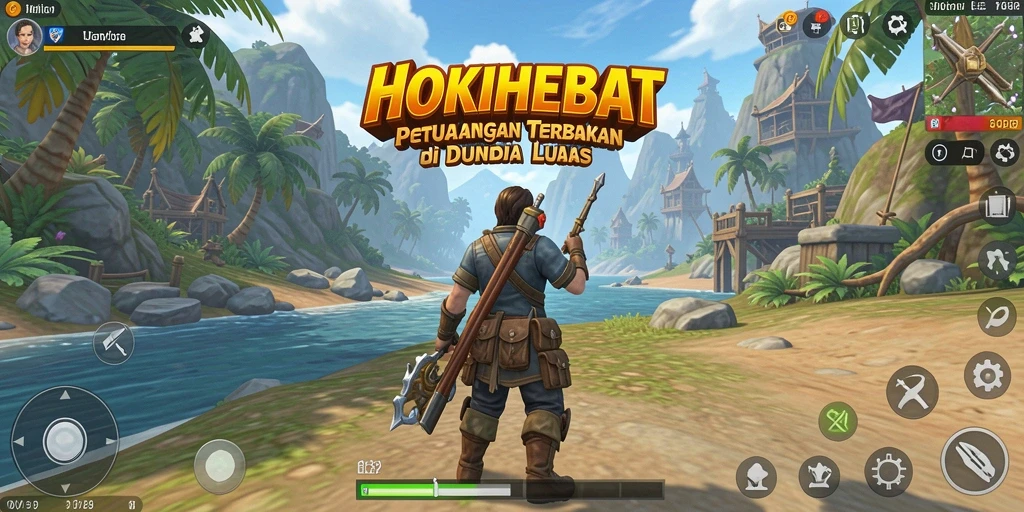Screenshot gameplay HOKIHEBAT menampilkan petualangan seru di dunia terbuka.