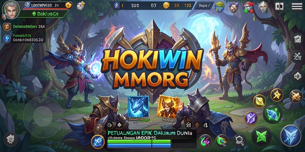 Tampilan gameplay HOKIWIN yang menakjubkan dengan karakter dan monster.