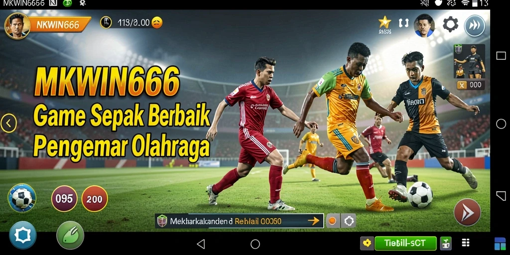 Tangkapan layar utama MKWIN666 menampilkan aksi pertandingan sepak bola yang seru.