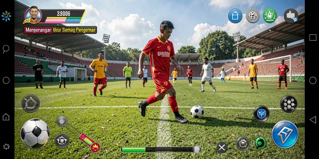 Tampilan gameplay N06 yang seru dalam pertandingan sepak bola.