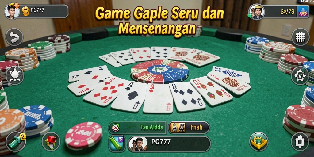 Screenshot PC777 menunjukkan keseruan bermain Gaple secara online.