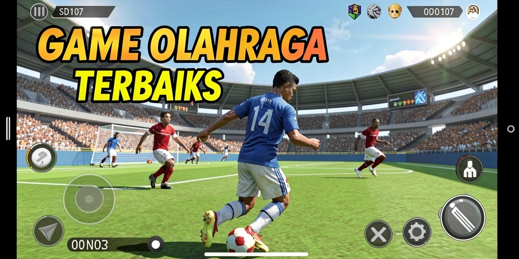 Screenshot gameplay SD107 menunjukkan aksi seru berbagai olahraga.