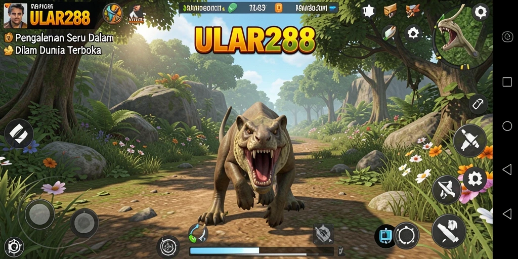 Tangkapan layar gameplay ULAR288 yang menampilkan eksplorasi dunia terbuka yang luas.